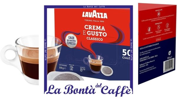 100 Cialde Caffè in Carta Lavazza Crema e Gusto Classico Ese 44 mm